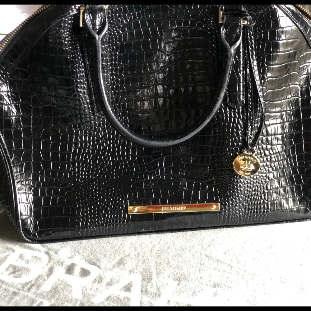 Brahmin Hudson Satchel Black Leather